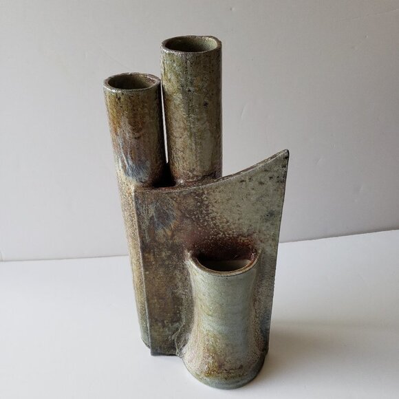 Ikebana Art Pottery Vase Signed by Artist - Picture 1 of 11